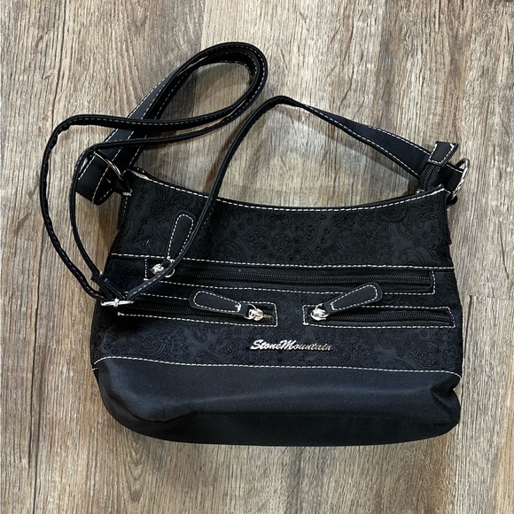 Stone Mountain Accessories Black Crossbody Bag with Embossed Design - Picture 5 of 10